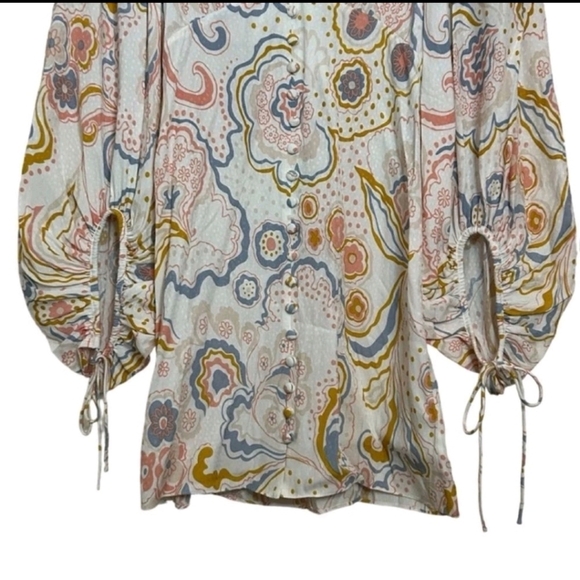 $295 TED BAKER Thelia Paisley Print Exaggerated Sleeve Mini Dress Size 2 - Picture 8 of 13